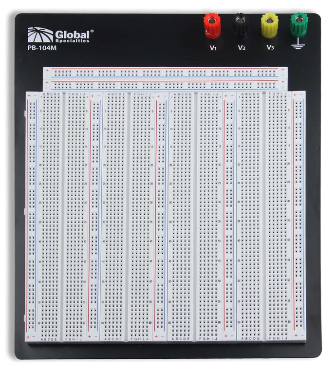 Global Specialties 3,220 Tie-Point Solderless Breadboard, 4 Binding Posts (PB-104M)