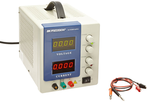 Linear power supply unit provides a constant source of DC voltage for powering and testing electronic devices | One output provides adjustable voltage or current | Two LED screens show voltage and current readings simultaneously | Fine and coarse adjustment of voltage and current | Two PSUs can be connected in series to supply more voltage, or they can be connected in parallel to supply more current