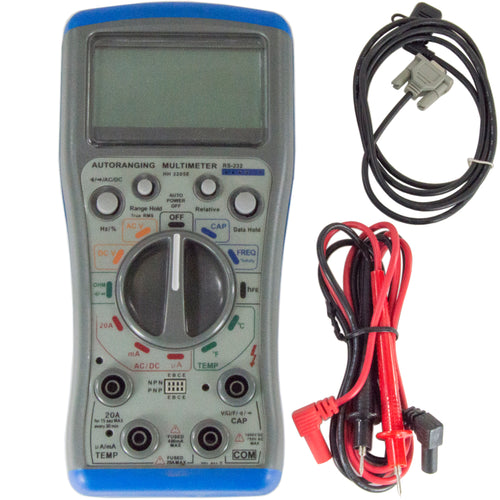 LED/audio warning if test leads are not in proper jacks | 3-3/4 Jumbo LCD display 4000 count with symbolic signs. | Auto Ranging High Voltage test up to 1000V DC and 750V AC | Transistor test | Uses 2x 1.5V AAA battery