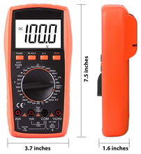 Load image into Gallery viewer, Backlit Digital Multimeter with LCD Display, Measures DCV, ACV, DCA, ACA, Inductance, Frequency, Temperature, Capacitance, Resistance
