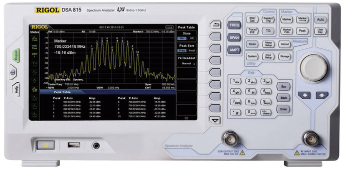 Rigol DSA815-TG Spectrum Analyzer with Tracking Generator, 9 kHz to 1.5 GHz Frequency Range, 10 Hz to 1 MHz RBW