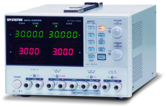 Instek GPD-4303S 200W Quadruple-Output Programmable Linear DC Power Supply, 30V DC, 3 Amp, 1mV, 1-milliamp Resolution