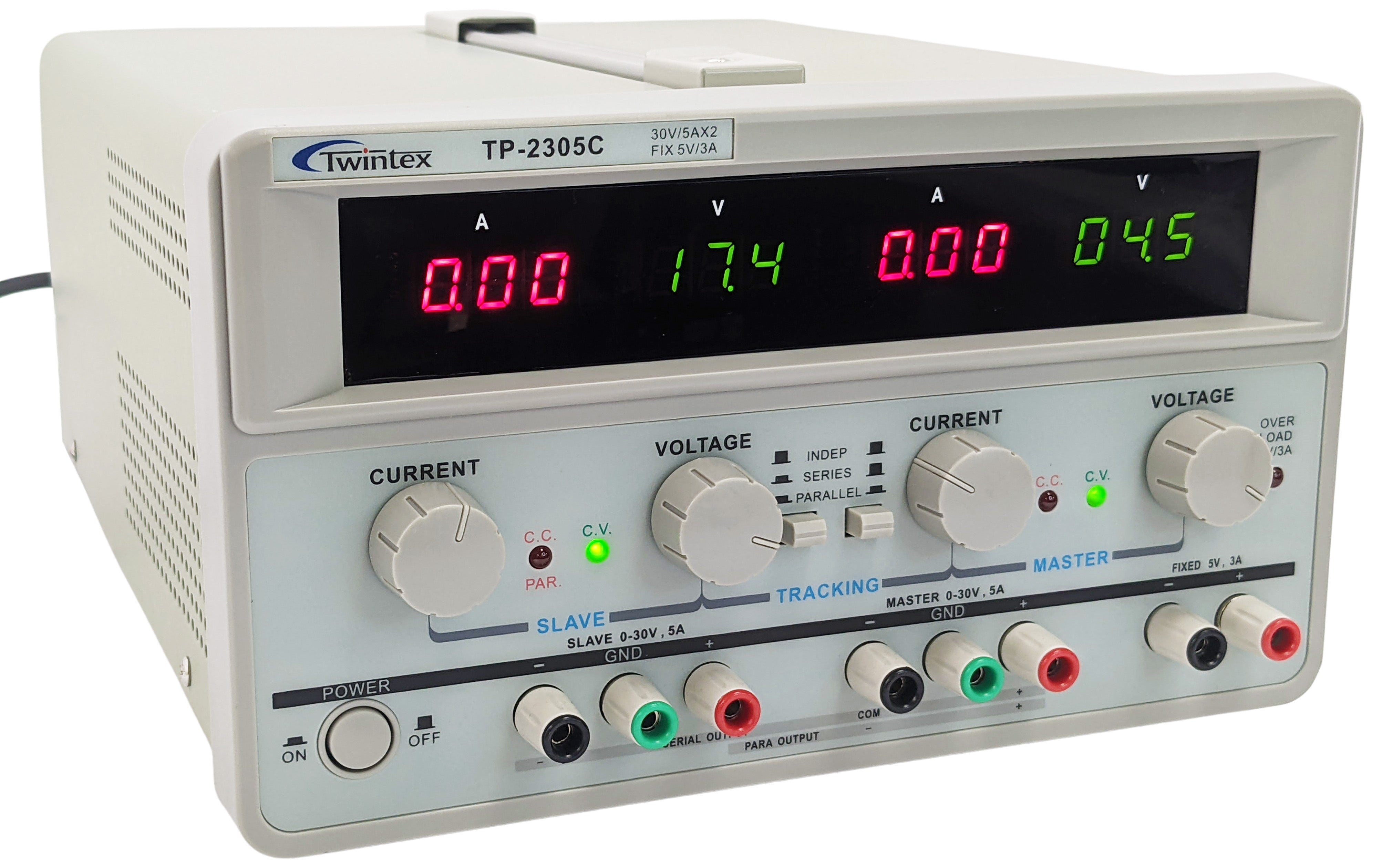 Triple Output Power Supply, Two 0-30V @ 0-5A; One Fixed 5V @ 3A, Quad ...