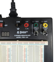 Load image into Gallery viewer, Powered Solderless Breadboard with 2390 Tie Points, 3 Regulated Power Supplies, 2 LED Display Voltmeters
