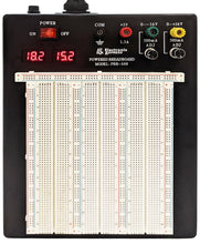 Load image into Gallery viewer, Powered Solderless Breadboard with 2390 Tie Points, 3 Regulated Power Supplies, 2 LED Display Voltmeters
