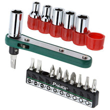 Load image into Gallery viewer, Pro&#39;sKit 17 Piece Offset Ratchet Screwdriver and Socket Set (1PK-202B)
