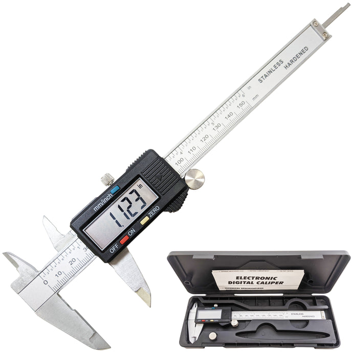 6-Inch Stainless Steel Electronic LCD Digital Vernier Caliper Gauge with Carrying Case, Silver