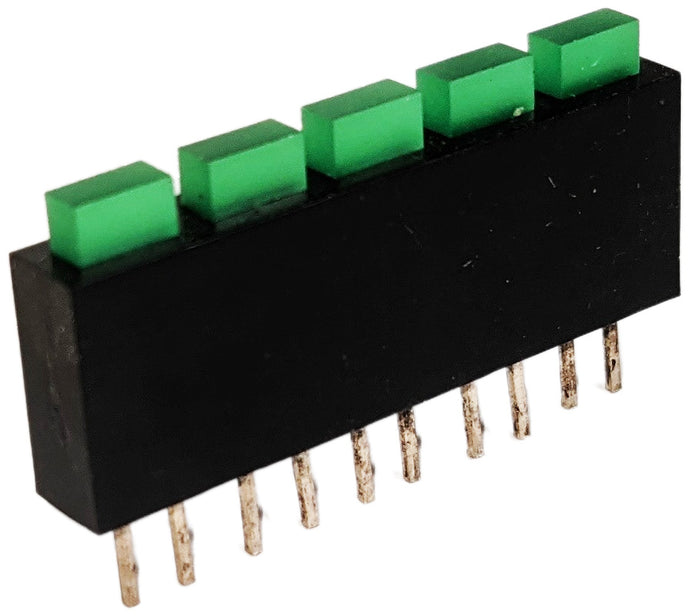 5 Bar Green LED Array, 10 Pins - 33mm x 4.9mm x 14mm