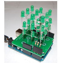 Load image into Gallery viewer, 3x3x3 LED Cube Arduino Shield | Easy to Solder | Jig and Instructions included | Available in red and green | 
