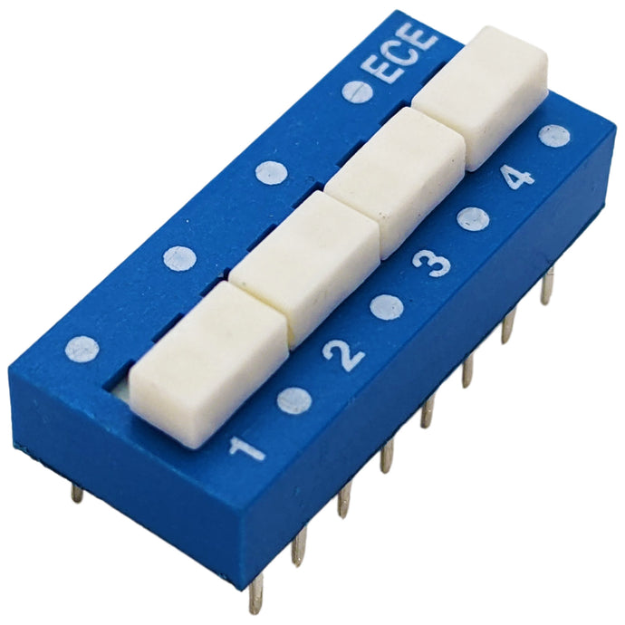 DIP Switch with 4 Switches, 16-Pin, SPDT (0.85