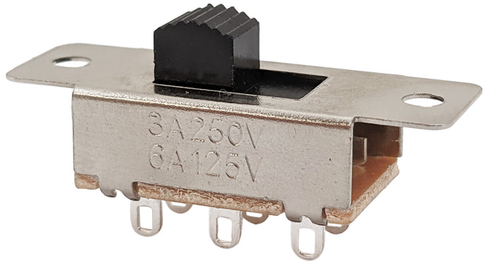 Standard DPDT Slide Switch with 6 Pin Solder Lug Termination, 1.4