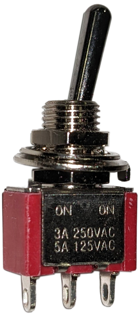 Miniature SPDT ON-ON Toggle Switch, 3 Pin Solder Lug