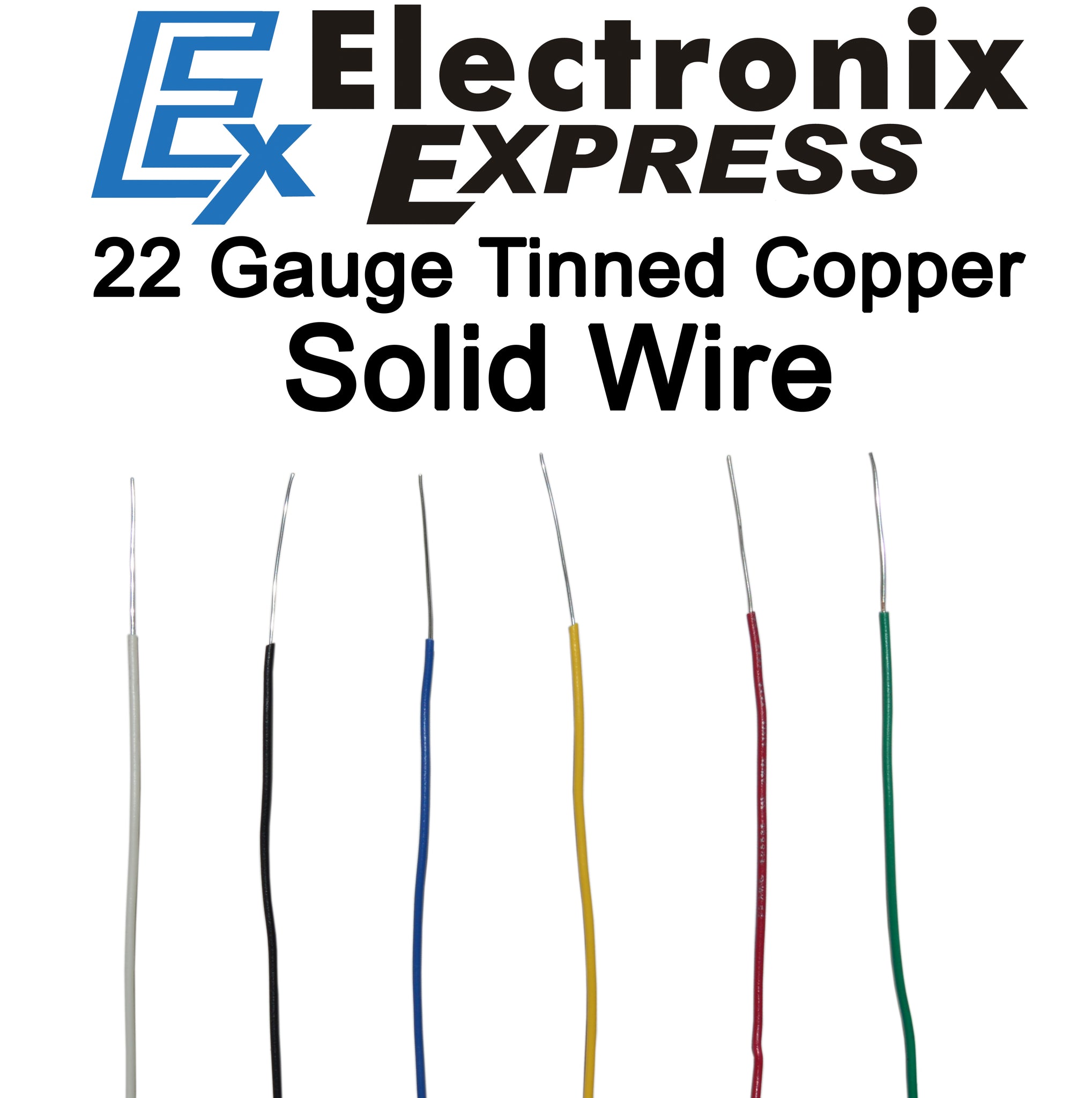 22 Gauge Hook Up Wire Kit - Solid Wire, Tinned Copper - Includes 10 Di
