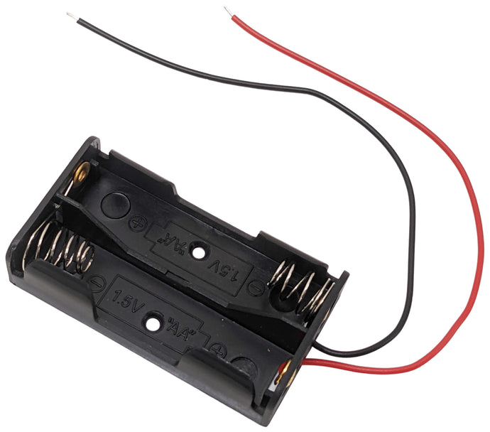 AA 2 Battery Holder with Wire Leads, Holds Two AA Batteries, 2.3