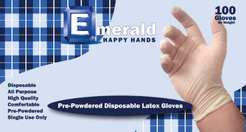 Size LARGE, 5mil | Pre-powdered natural rubber latex | High quality, reinforced finger tip, beaded cuff | Single dispenser box of 100 gloves | 