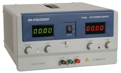 Linear power supply unit provides a constant source of DC voltage for powering and testing electronic devices | One output provides adjustable voltage or current | Two LED screens show voltage and current readings simultaneously | Fine and coarse adjustment of voltage and current | Shorting button for setting current limit