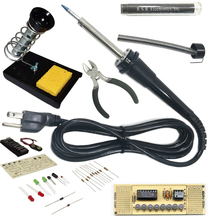 Complete Soldering Starter Set with 25W Iron, Stand, Solder, Wire Cutting Pliers, and Two D.I.Y. Soldering Practice Projects