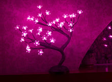 Load image into Gallery viewer, Pink Crystal Flower Bonsai Table Lamp with 9 Foot USB Cord - Battery or USB Operated Mood Night Light
