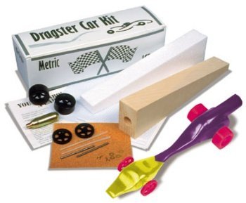 Carbon-dioxide (CO2) dragster kit provides students an opportunity to design, build, and race a model CO2 dragster that demonstrates the scientific concepts of aerodynamics, motion, drag, and friction | Enough parts and material to build 50 Dragsters | Comes with Detailed design/process guide book to assist students in building their dragster | Great learning tool that emphasizes engineering, physics, technology, and math. | Adult Supervision Required