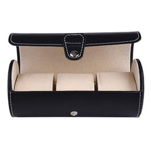 Load image into Gallery viewer, Traveler&#39;s Watch Holder - 3 Watch Storage Organizer - Portable Leatherette Roll
