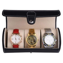 Load image into Gallery viewer, Traveler&#39;s Watch Holder - 3 Watch Storage Organizer - Portable Leatherette Roll
