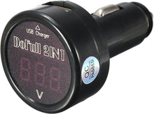 Load image into Gallery viewer, This 2-in-1 voltmeter plugs into your car&#39;s auxiliary power outlet to provide a readout of the car battery and a USB port for charging your small devices such as a phone or tablet. It is easy to install, has very low power consumption, and features a bright red LED display.
