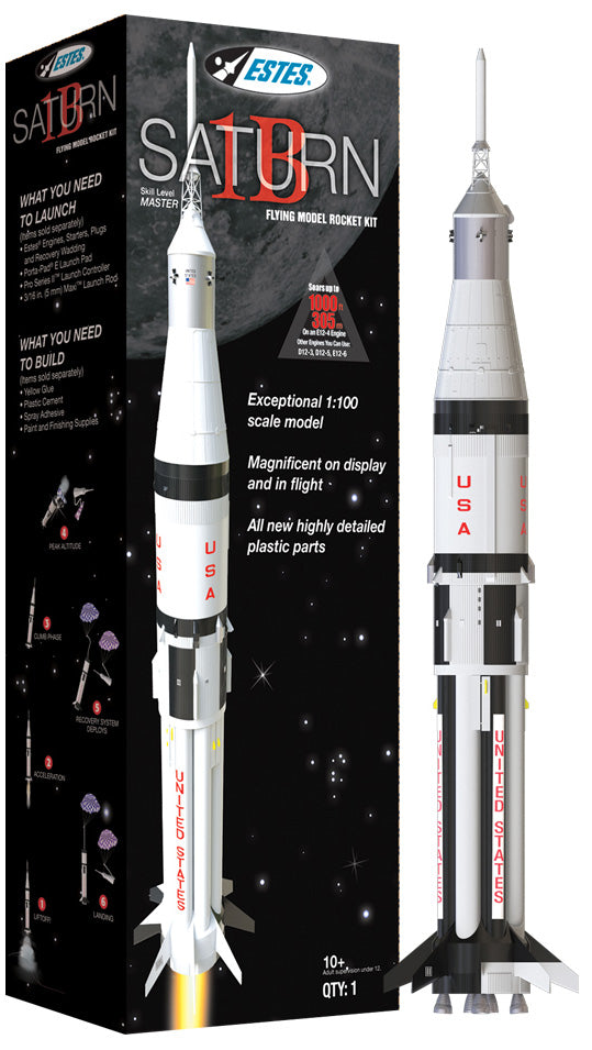 Estes Saturn 1B Flying Model Rocket Kit, Master Skill Level, 1:100 Scale (007251)