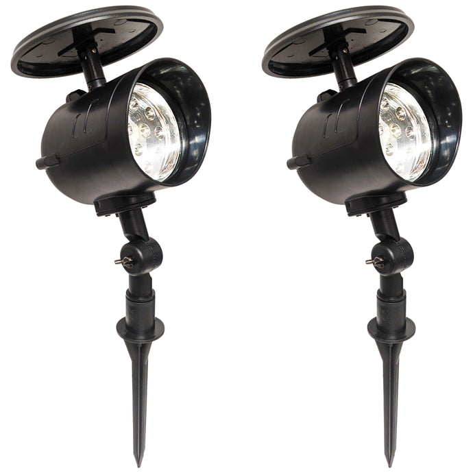 2 Pack Solar Powered LED Spot Lights - Automatic On at Dusk and Off at Sunrise, Sturdy All-Weather Spotlights for Accent Lighting, Safety, & Security