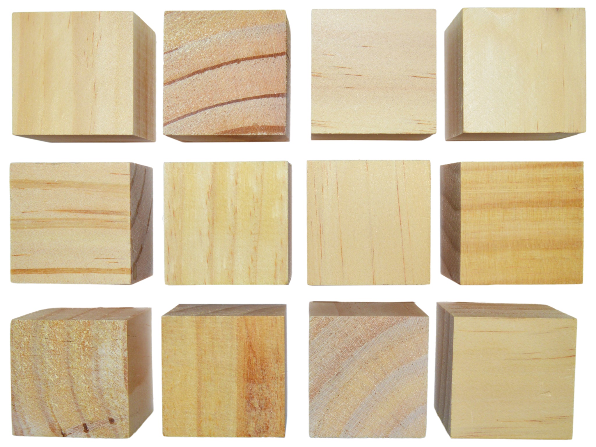 40 Pack Unfinished Birch Wood Blocks, 1.5 Inch Natural Wooden Cubes with  Smoo
