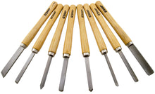 Load image into Gallery viewer, 8 Piece Wood Chisel Woodworking Lathe Hand Tool Set - Includes Gouges, Skews, Round Nose, Spearpoint, and Parting Chisels
