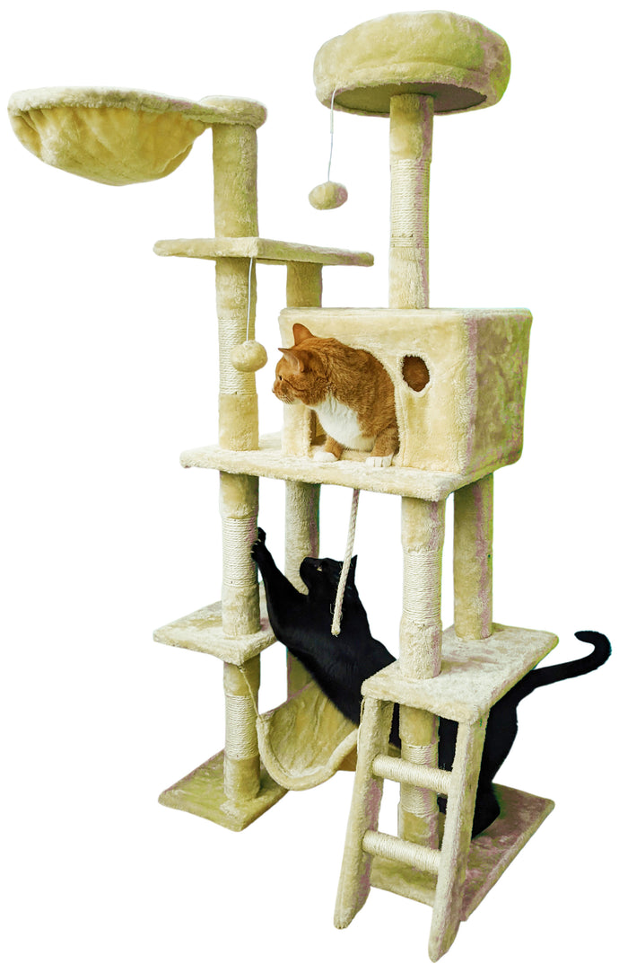 Beige Cat Tree Tower for Indoor Cats & Kittens, 57