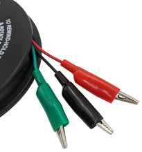 Load image into Gallery viewer, 3 Wire 20 Foot Retractable Test Leads, Red / Black / Green 18 Gauge Wire with Alligator Clips on each End for Electrical Troubleshooting Cars / Boats
