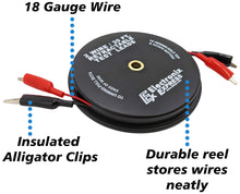 Load image into Gallery viewer, 2 Wire 30 Foot Retractable Test Leads, Red and Black 18 Gauge Wire with Alligator Clips on each End, Ideal for Electrical Troubleshooting Cars, Trailers, Boats
