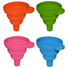 Load image into Gallery viewer, 4 Pack Collapsible Silicone Funnels - Reusable, for Refilling Water Bottles, Soap Dispensers, Liquids
