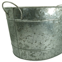 Load image into Gallery viewer, Galvanized Metal 8 Gallon Oval Ice Bucket with Handles, Beverage Holder Tub for Farmhouse or Country Themed Party
