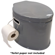 Load image into Gallery viewer, Portable Travel Toilet with Toilet Paper Holder and Removable Waste Bucket for Easy Cleaning, Lightweight Indoor or Outdoor Camping Toilet
