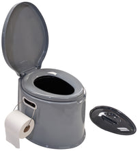 Load image into Gallery viewer, Portable Travel Toilet with Toilet Paper Holder and Removable Waste Bucket for Easy Cleaning, Lightweight Indoor or Outdoor Camping Toilet
