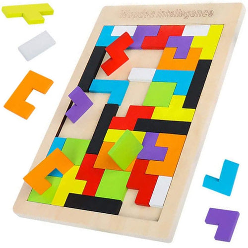 This unique wooden puzzle features 40 pieces that can be arranged to fit perfectly inside the frame. You can also let your imagination run free and arrange the pieces to form shapes or designs inside or outside the frame! | Replayable — each time you attempt the puzzle it can be solved a different way. The number of designs that you can create is almost endless! | An instruction sheet is included that has solutions to the puzzle along with some design ideas