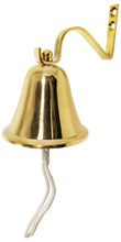 Load image into Gallery viewer, 4 Inch Solid Brass Hanging Wall Bell with Rope for Ringing - Fully Functional Nautical Decoration, Wall Mountable, Loud Ring, Gold Color
