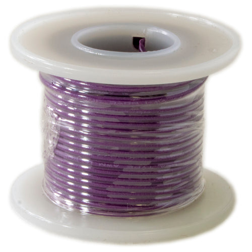 22 Gauge Solid Wire | Purple Colored Wire - NOTE: SHADE OF PURPLE MAY VARY | Tinned copper | 25 feet in length | Voltage rating: 300 volts