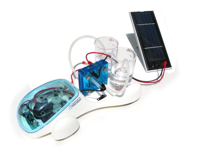 Horizon puts renewable energy technology into the hands of our future scientists | Hydrocar runs on clean hydrogen fuel using a PEM fuel cell | Renewable hydrogen is created by electrolysis using water | Car steers independently and LED lights flash inside the cockpit | Includes Hydrocar, fuel cell, assembly guide and experiment manual