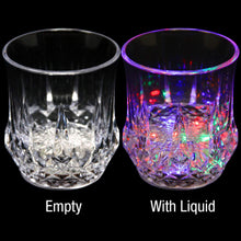 Load image into Gallery viewer, Liquid Activated Light-Up Flashing LED Drinking Cups Tumblers - Holds 7 Ounces, Batteries Included - Fancy Plastic Clear Crystal (4)
