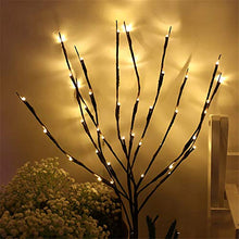 Load image into Gallery viewer, This 2 pack of light-up willow branches add a decorative touch to your room while providing a warm white glow. NOTE: VASE NOT INCLUDED. | Each branch light comes with 5 bendable stems and is powered by 2x AA batteries (not included - you may use rechargeable or non-rechargeable batteries) | You can bend the branches as you please to create the look that you desire! | The tallest branch in each light measures about 30 inches from the bottom of the base to the top | The battery compartment feature
