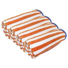 Load image into Gallery viewer, Friends &amp; Home Set of 4 Orange Thin Stripe Cabana Towels (100% Cotton, 30&quot; x 60&quot;, GSM 425)
