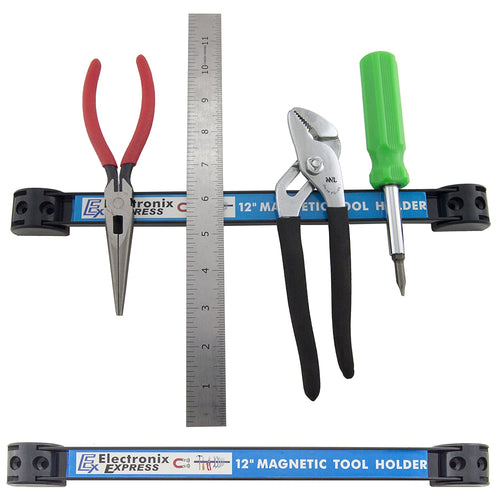 The most-efficient way to keep often-used tools close at hand & easy to reach | Heavy-duty magnetic bar can hold several individual tools weighing up to 5 lbs. each | Solid steel frame with black gloss finish is at home in harsh work environments or your kitchen counter | Easy installation with two 1/4