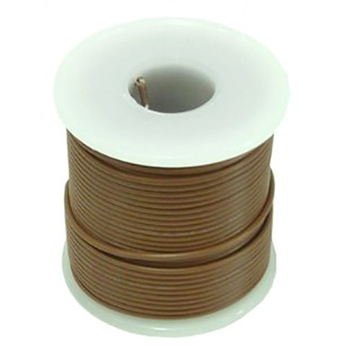 22 Gauge Solid Wire | Brown Colored Wire - NOTE: SHADE OF BROWN MAY VARY | Tinned copper | 25 feet in length | Voltage Rating: 300V