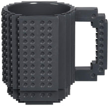 Load image into Gallery viewer, Creative Build-on Brick Drinking Mug - BPA-free Plastic Cup, Holds 12 Ounces Coffee, Tea, Juice (Black)
