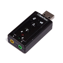 Load image into Gallery viewer, 7.1 Channel External USB Audio Sound Card Adapter | USB 2.0 Full-Speed (12Mbps) Specification | Connectors: USB Type A, Stereo output jack, mono microphone input jack | USB bus-powered, no external power required | LED indicators: Microphone-Mute Status, Activity
