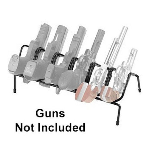 Vinyl coating won't scratch or mar handgun's finish | Free up room in your gun safe or cabinet | Use at range to hold handguns while not in use | Holds up to 6 handguns | Designed to cradle the grip and barrel of firearm