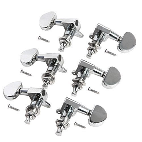 Chrome Tuning Peg 6 Pieces 3L3R Semi closed Guitar Tuning Pegs Tuners Machine Heads. | 3L3R Enclosed Chrome Tuning Pegs Machine Head fit for most acoustic guitars. | With 6 washers and 6 screws | With heavy duty internal Gear | 